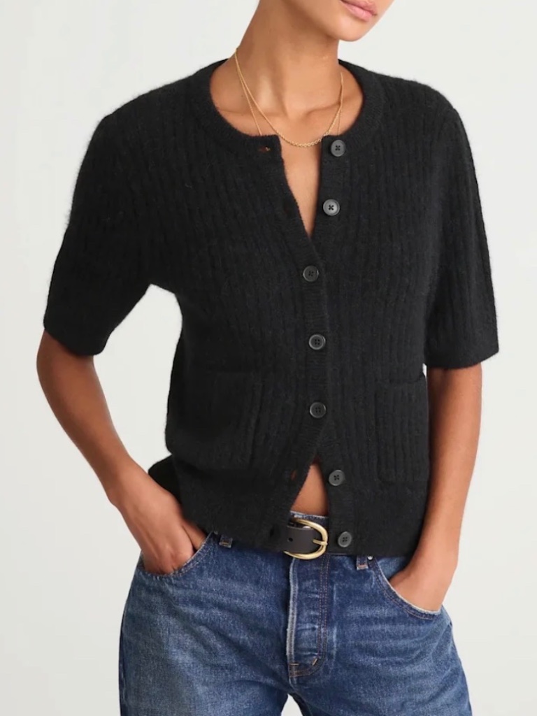 Madewell Patch-Pocket Puff-Sleeve Cardigan
